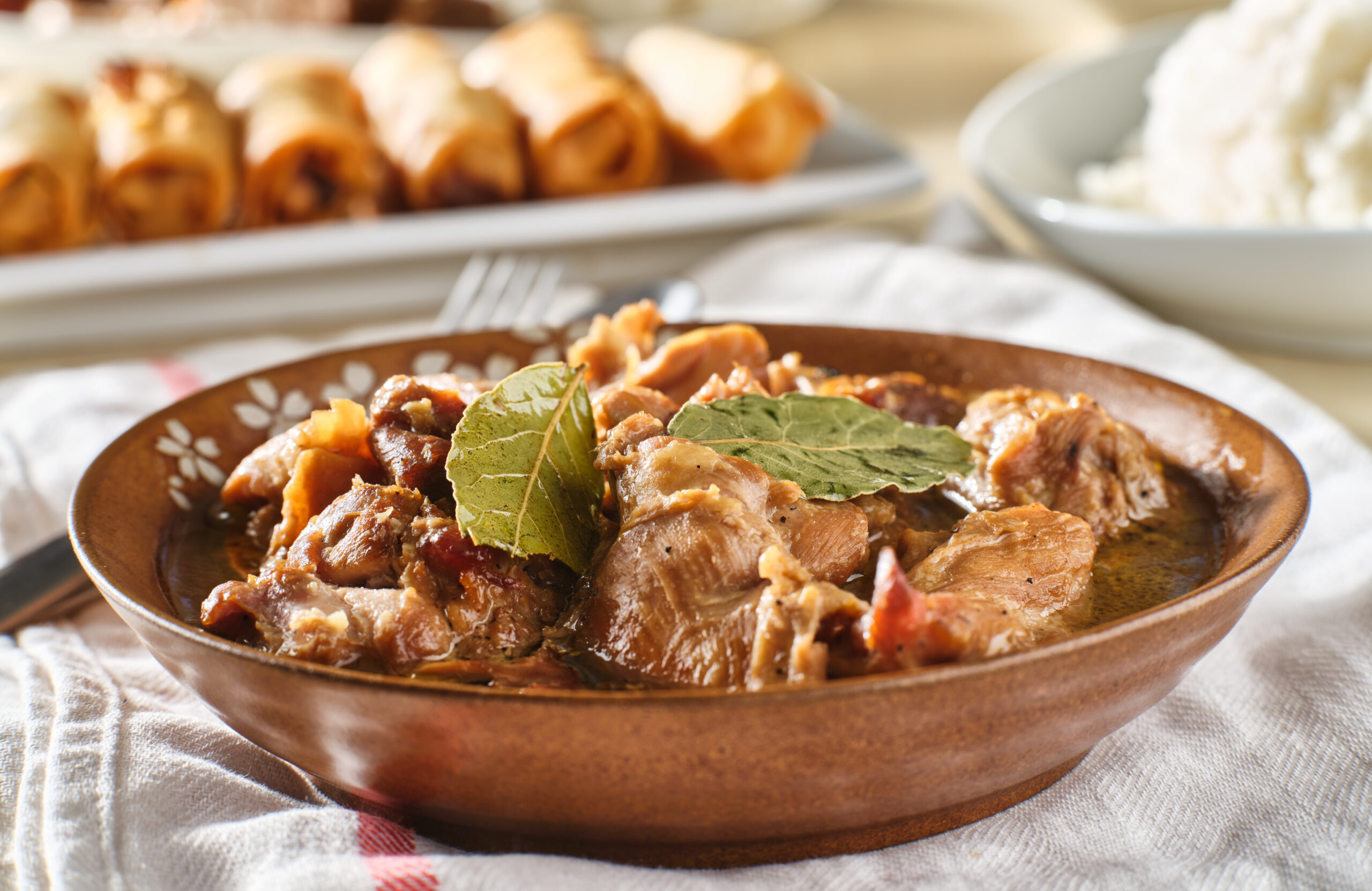 filipino chicken adobo in bowl